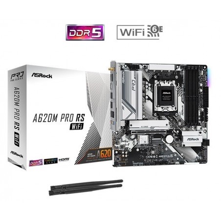 Płyta główna A620M PRO RS WIFI AM5 4DDR5 HDMI/DP M.2 mATX Płyta główna A620M PRO RS WIFI AM5 4DDR5 HDMI/DP M.2 mATX