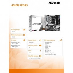 Płyta główna A620M PRO RS AM5 4DDR5 HDMI/DP M.2 mATX 