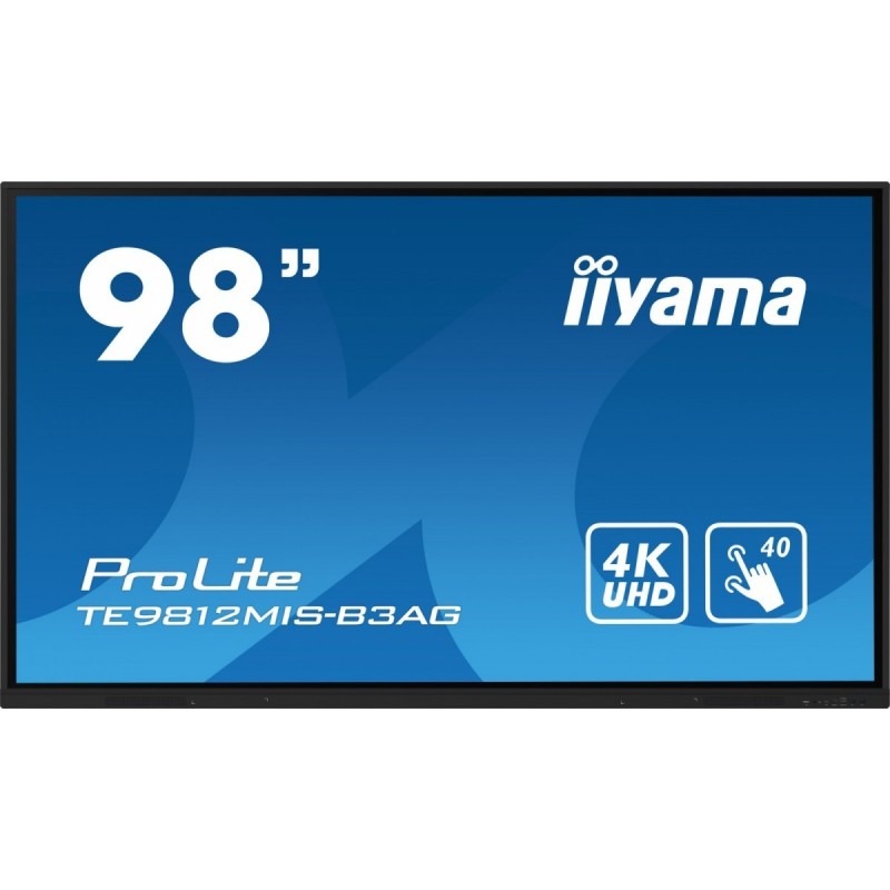 Monitor 97.5 cala ProLite TE9812MIS-B3AG,INFRARED,40pkt,IPS,4K, 24/7, 7H, WiFi,VGA, HDMI, USB-c, Bluetooth,metal,8ms, vesa, gło