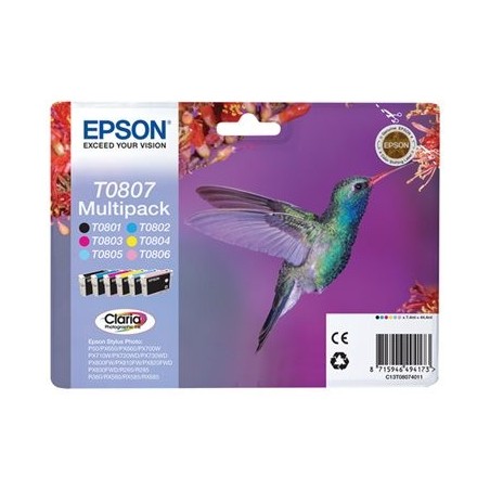 EPSON C13T08074011 Zestaw Epson T0807 C/M/Y/K/LC/LM MultiPack CLARIA Stylus photo R265/285/360...