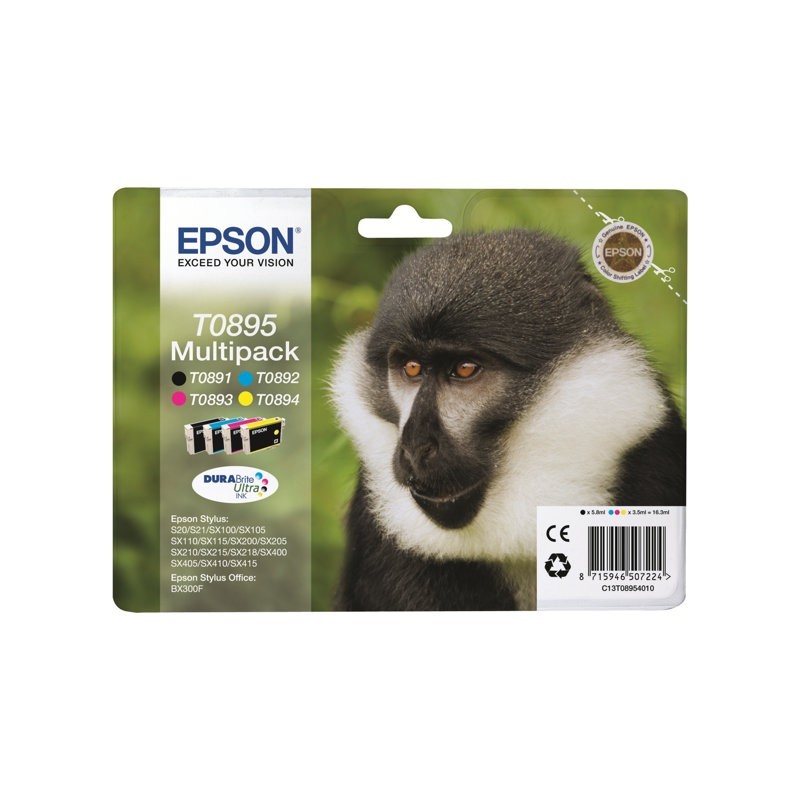 EPSON C13T08954010 Zestaw Epson T0895 CMYK MultiPack DURABrite Stylus SX100
