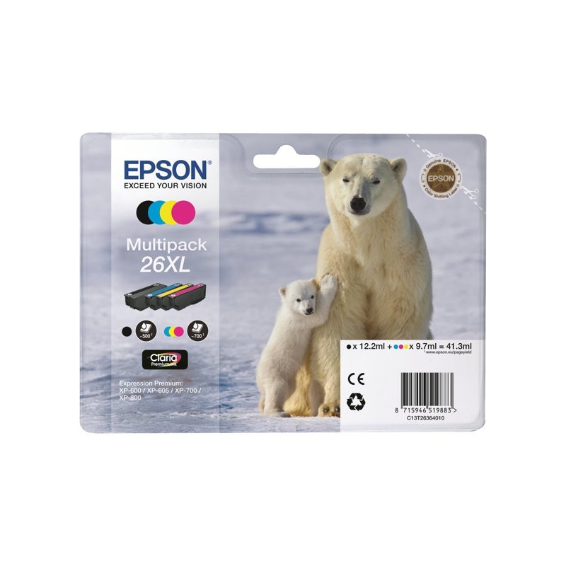 EPSON C13T26364010 Zestaw Epson T2636 XL CMYK Claria Multi Pack XP-600/700/800