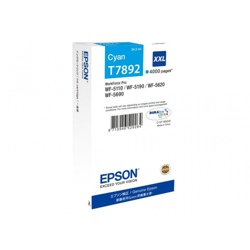 EPSON C13T789240 Tusz Epson cyan T7892 34 ml WF-5110DW/WF-5190DW/WF-5620DWF/WF-5690DWF