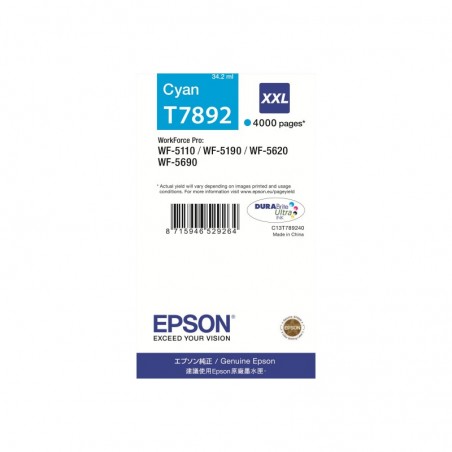 EPSON C13T789240 Tusz Epson cyan T7892 34 ml WF-5110DW/WF-5190DW/WF-5620DWF/WF-5690DWF