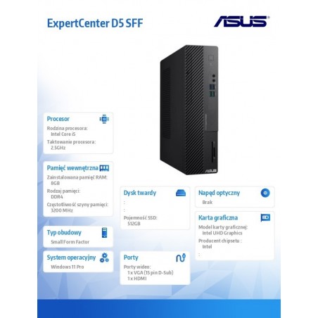 Komputer ExpertCenter D5 SFF D500SE-513500252X i5-13500 8GB/512GB Komputer ExpertCenter D5 SFF D500SE-513500252X i5-13500 8GB/512GB