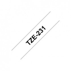 BROTHER TZE231 Brother TZE231 Banda laminata 12mm BLACK ON WHITE