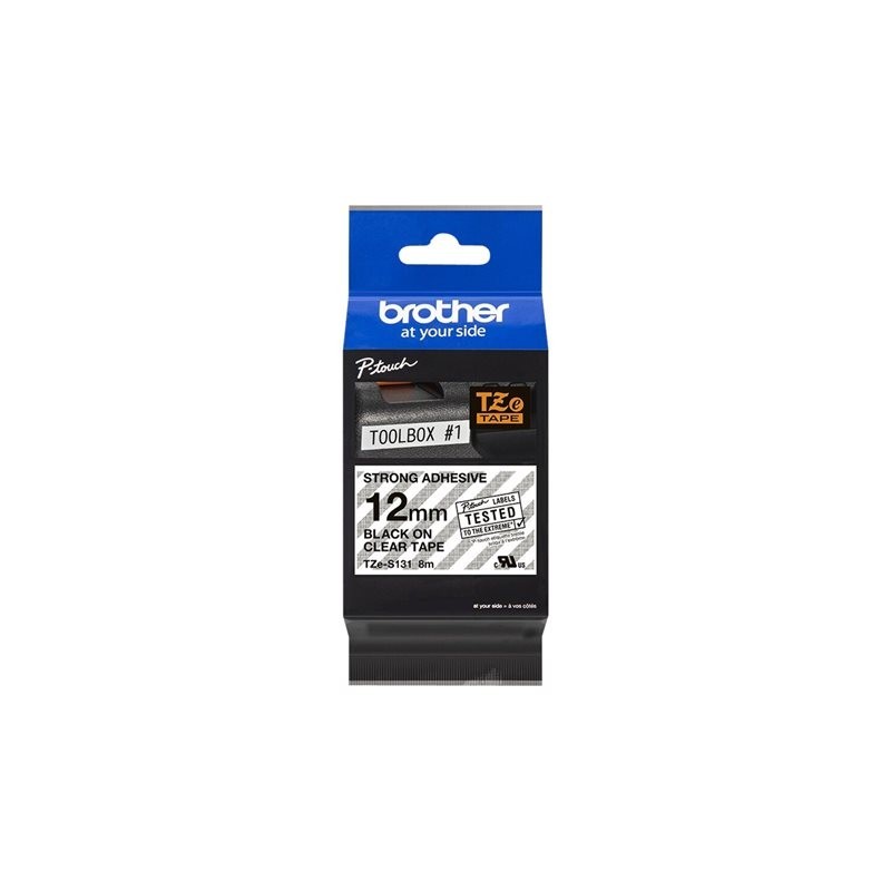 BROTHER TZES131 Taśma Brother 12mm BLACK ON CLEAR ADHESIVE TAPE
