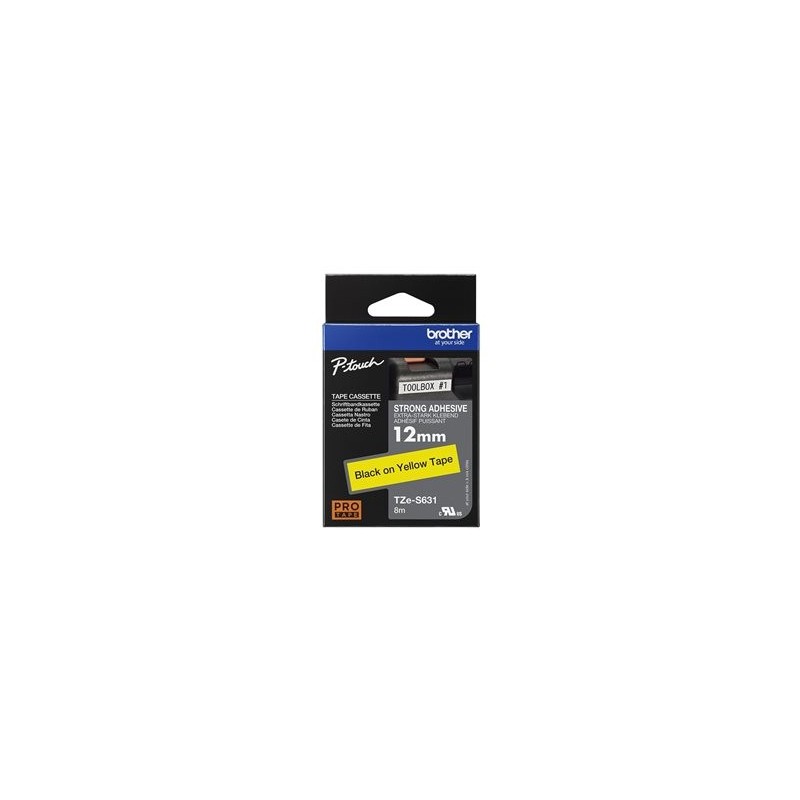 BROTHER TZeS631 Taśma Brother 12mm BLACK ON YELLOW ADHESIVE TAPE