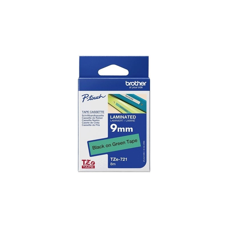 BROTHER TZe721 Taśma Brother 9mm BLACK ON GREEN