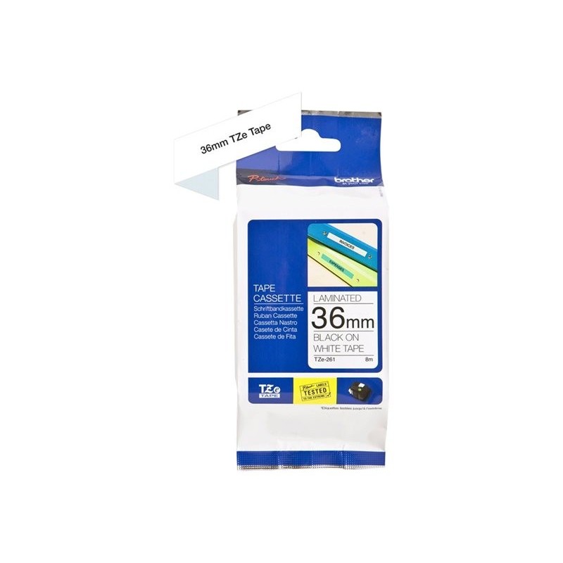 BROTHER TZE261 Brother TZE261 Banda laminata 36mm BLACK ON WHITE