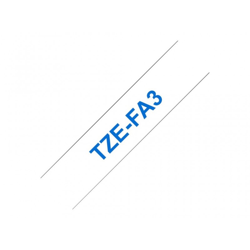 BROTHER TZEFA3 Tape Brother 12mm BLUE ON white fabric