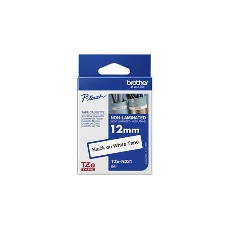 BROTHER TZEN231 Taśma Brother 12mm BLACK ON WHITE ADHESIVE TAPE NON LAMINATED