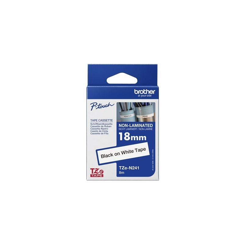 BROTHER TZEN241 Taśma Brother 18mm BLACK ON WHITE NON LAMINATED