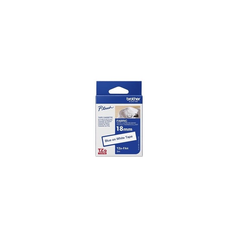 BROTHER Tape TZeFA4B 18mm Blue on White background Thermo sticky 3M