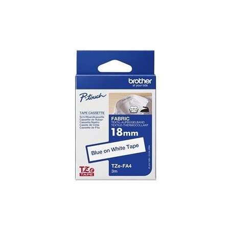 BROTHER Tape TZeFA4B 18mm Blue on White background Thermo sticky 3M