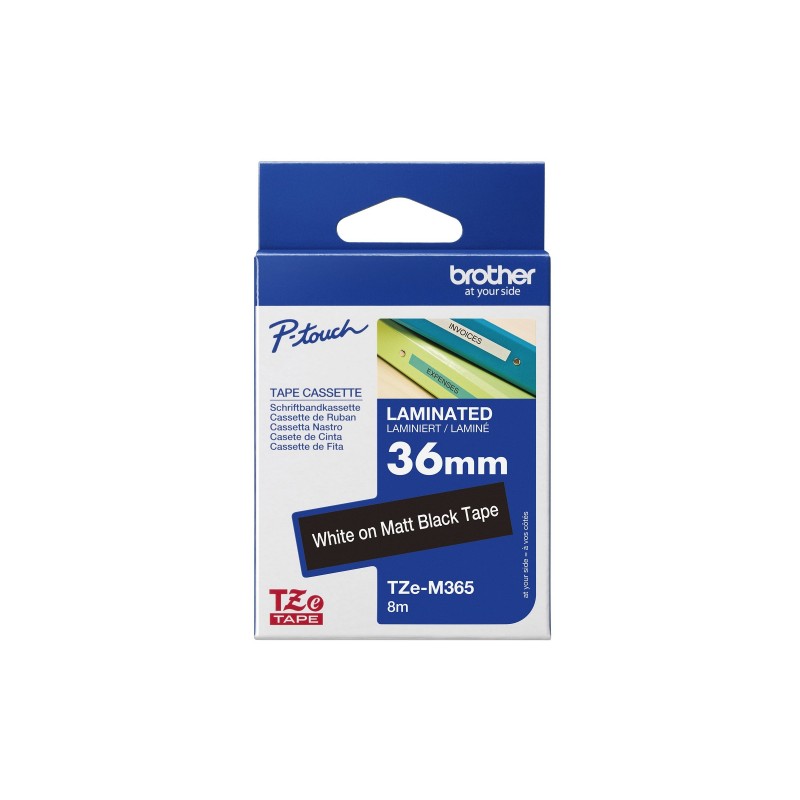 BROTHER TZeM365 tape white on blank black surface 36mm
