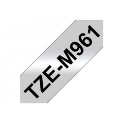 BROTHER TZEM961 Taśma Brother 36mm BLACK ON SILVER (MAT) TAPE / METALIC
