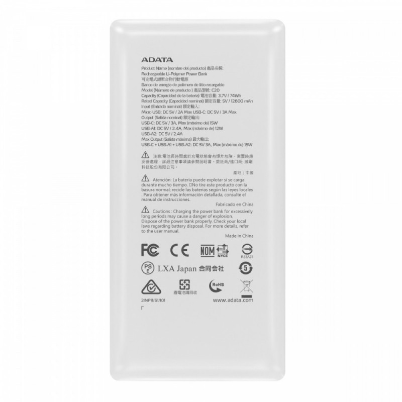 Powerbank C20 20000mAh USB-C biały Powerbank C20 20000mAh USB-C biały