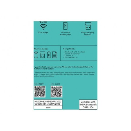 LOGITECH M171 Mouse right and left-handed optical 3 buttons wireless 2.4 GHz USB wireless receiver blue/grey