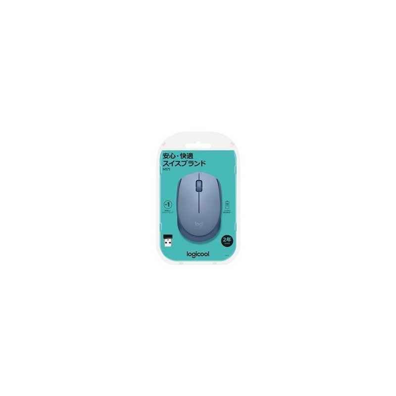 LOGITECH M171 Mouse right and left-handed optical 3 buttons wireless 2.4 GHz USB wireless receiver blue/grey