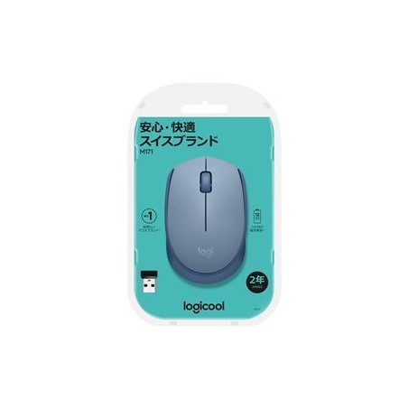 LOGITECH M171 Mouse right and left-handed optical 3 buttons wireless 2.4 GHz USB wireless receiver blue/grey