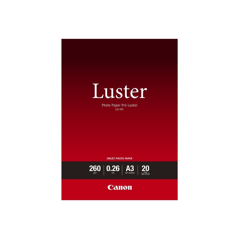 CANON LU-101 Photo Paper Pro Luster A3 20 sheets 260gsm 0.26mm CANON LU-101 Photo Paper Pro Luster A3 20 sheets 260gsm 0.26mm