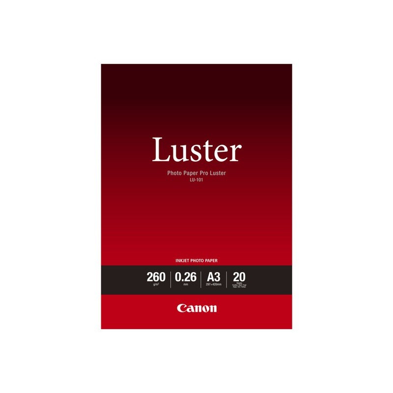 CANON LU-101 Photo Paper Pro Luster A3 20 sheets 260gsm 0.26mm CANON LU-101 Photo Paper Pro Luster A3 20 sheets 260gsm 0.26mm