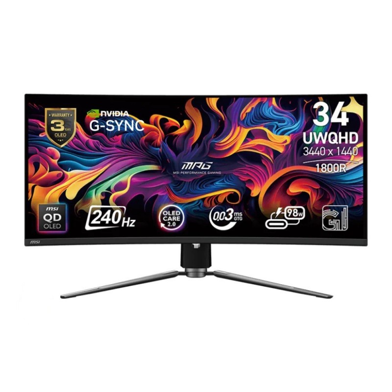 Monitor MPG 341CQPX QD-OLED 34 cale/LED/UWQHD/Zakrzywiony/240Hz/Czarny