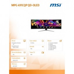 Monitor MPG 491CQP QD-OLED 49 cali/LED/QD-OLED/Zakrzywiony/144Hz/Czarny Monitor MPG 491CQP QD-OLED 49 cali/LED/QD-OLED/Zakrzywiony/144Hz/Czarny