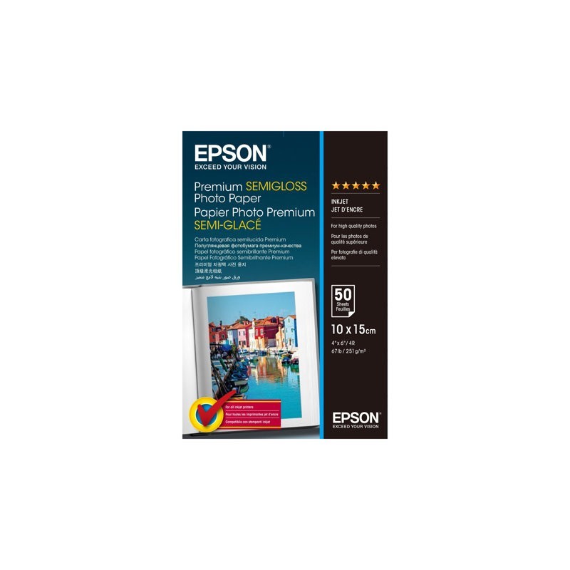 EPSON C13S041765 Papier Epson Premium Semigloss photo 251g 10x15 50ark EPSON C13S041765 Papier Epson Premium Semigloss photo 251g 10x15 50ark