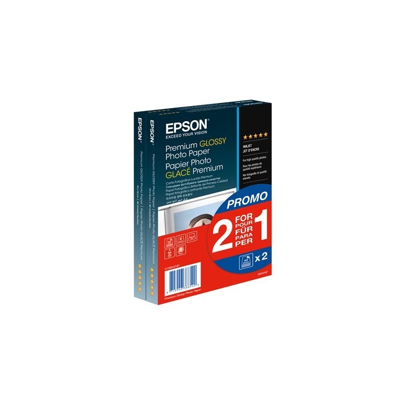 EPSON Premium glossy photo paper inkjet 255g/m2 100x150mm 2x40 sheets 1-pack BOGOF