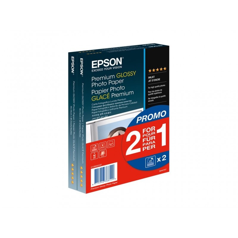 EPSON Premium glossy photo paper inkjet 255g/m2 100x150mm 2x40 sheets 1-pack BOGOF