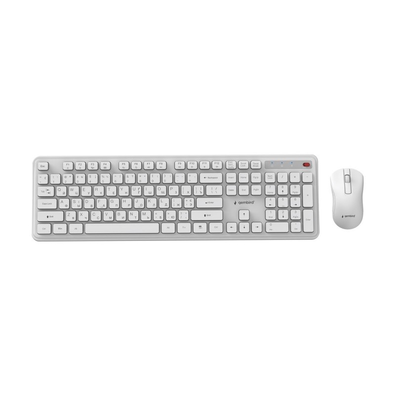 Gembird zestaw bezprzewodowy klawiatura + mysz Slim Pro Business na biurkobiały układ US