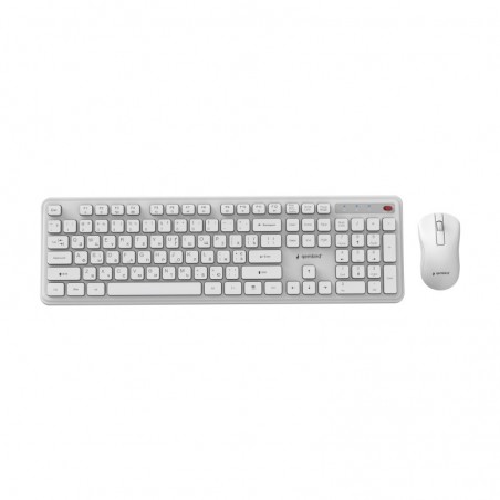 Gembird zestaw bezprzewodowy klawiatura + mysz Slim Pro Business na biurkobiały układ US