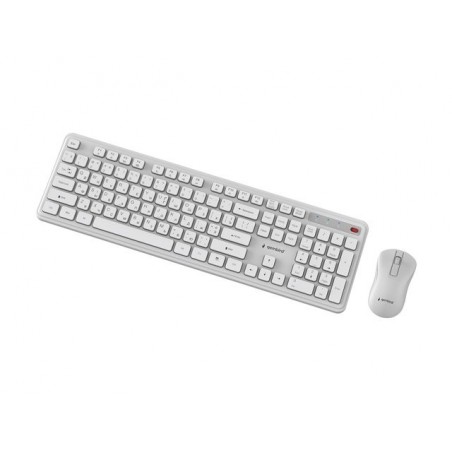 Gembird zestaw bezprzewodowy klawiatura + mysz Slim Pro Business na biurkobiały układ US
