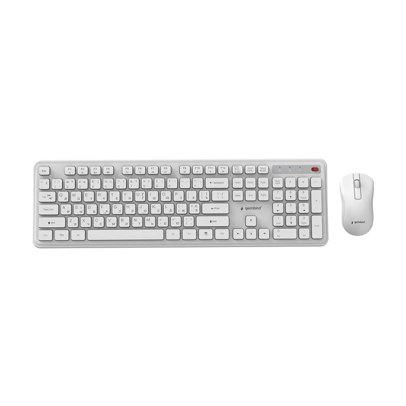 Gembird zestaw bezprzewodowy klawiatura + mysz Slim Pro Business na biurkobiały układ US