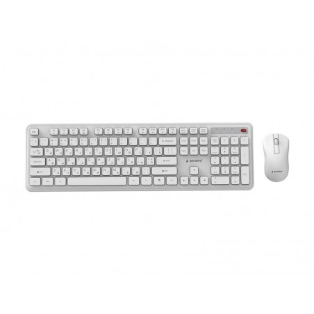 Gembird zestaw bezprzewodowy klawiatura + mysz Slim Pro Business na biurkobiały układ US