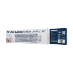 Gembird zestaw bezprzewodowy klawiatura + mysz Slim Pro Business na biurko biały układ RU