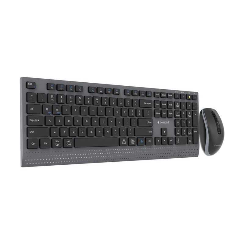 GEMBIRD Zestaw bezprzewodowy dual mode klawiatura + mysz 2.4 GHz + BT slim układ US kolor czarny