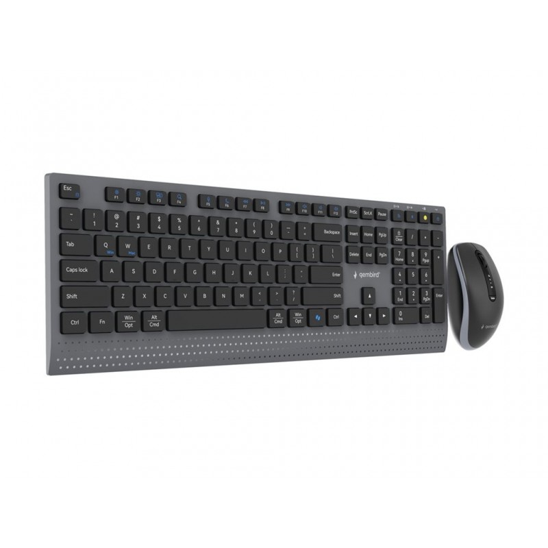GEMBIRD Zestaw bezprzewodowy dual mode klawiatura + mysz 2.4 GHz + BT slim układ US kolor czarny