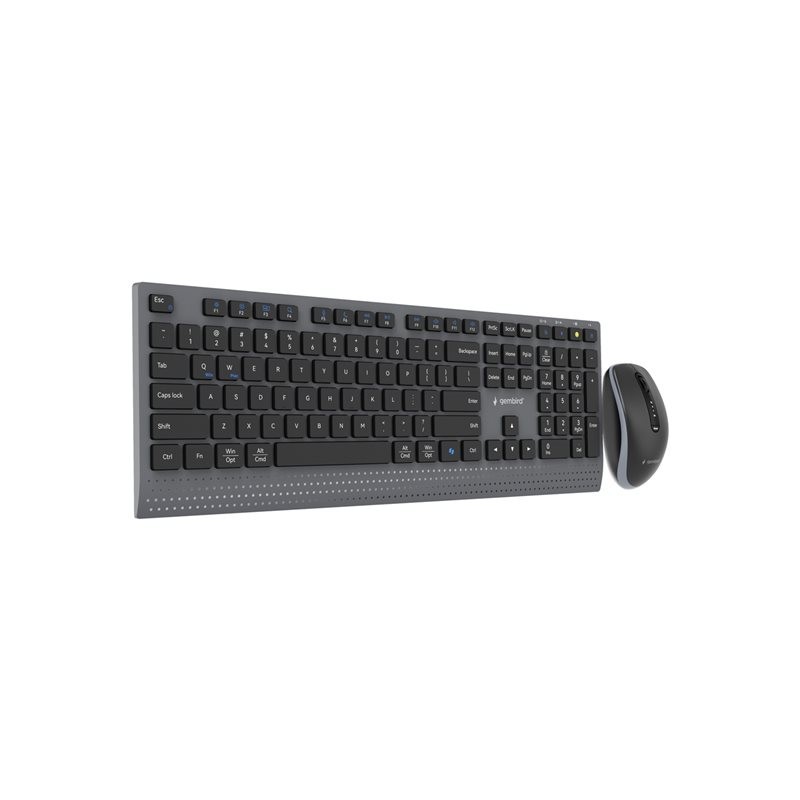GEMBIRD Zestaw bezprzewodowy dual mode klawiatura + mysz 2.4 GHz + BT slim układ US kolor czarny