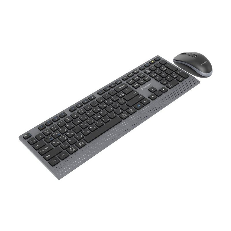 GEMBIRD Zestaw bezprzewodowy dual mode klawiatura + mysz 2.4 GHz + BT slim układ RU kolor czarny