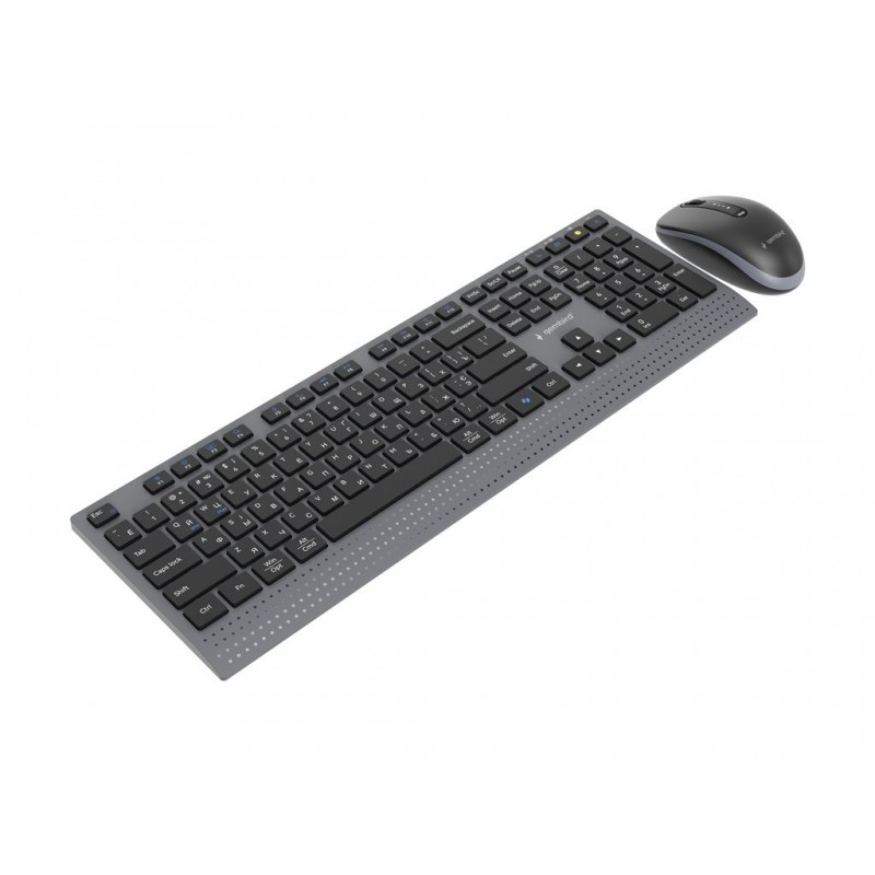 GEMBIRD Zestaw bezprzewodowy dual mode klawiatura + mysz 2.4 GHz + BT slim układ RU kolor czarny