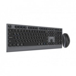 GEMBIRD Zestaw bezprzewodowy dual mode klawiatura + mysz 2.4 GHz + BT slim układ RU kolor czarny