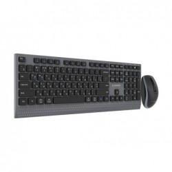 GEMBIRD Zestaw bezprzewodowy dual mode klawiatura + mysz 2.4 GHz + BT slim układ RU kolor czarny