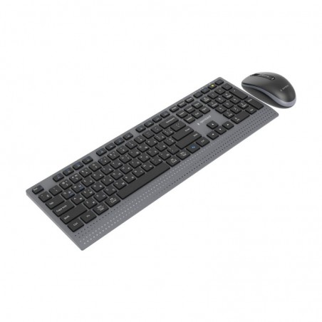 GEMBIRD Zestaw bezprzewodowy dual mode klawiatura + mysz 2.4 GHz + BT slim układ RU kolor czarny