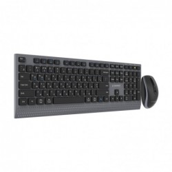GEMBIRD Zestaw bezprzewodowy dual mode klawiatura + mysz 2.4 GHz + BT slim układ RU kolor czarny