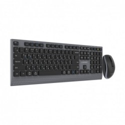 GEMBIRD Zestaw bezprzewodowy dual mode klawiatura + mysz 2.4 GHz + BT slim układ RU kolor czarny