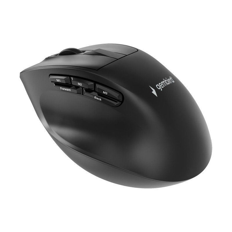 GEMBIRD Bezprzewodowa ergonomiczna mysz tri mode 2.4G + BT + USB 2400DPI 9 przycisków czarna