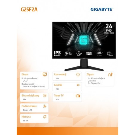 Monitor 24.5 cala AORS G25F2AEK IPS/FHD/240Hz/2HDMI/DP